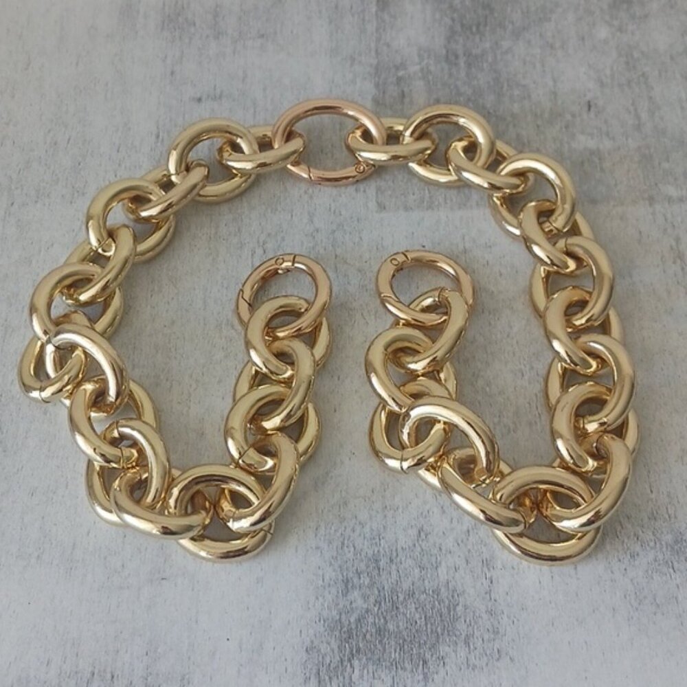 Gold Color Chain Handbag Handle / Bag Accessory Detachable Metal Shoulder Strap